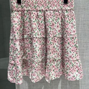 Alice + Olivia Pink and Green Floral Mini Skirt